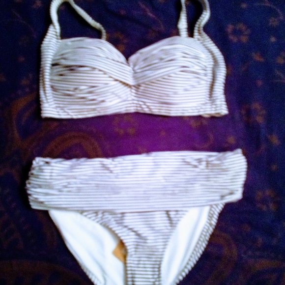 Bond-Eye Australia NipTuck Striped Bikini Set Sz 12 D/DD - Picture 9 of 14